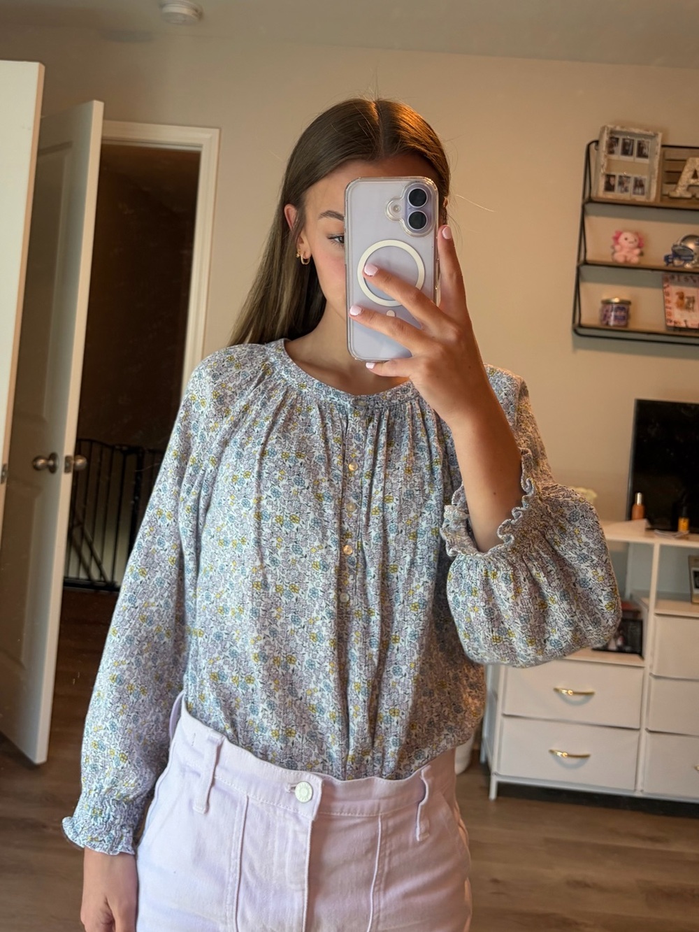 Floral Long-Sleeve Blouse Top